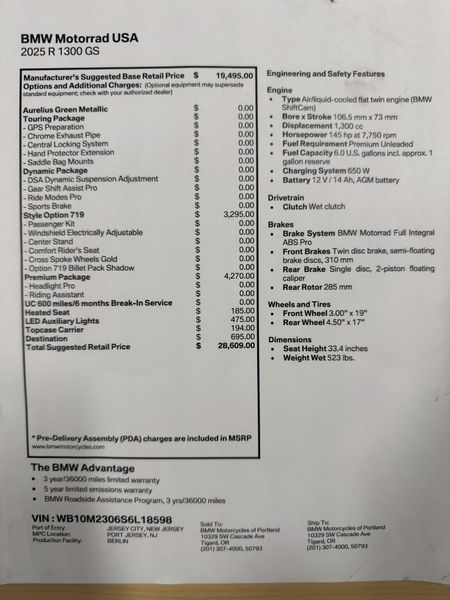 2025 BMW R 1300 GS - AURELIUS GREEN METALLIC