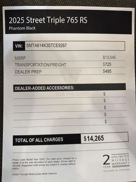 2025 Triumph Street Triple 765 RS - PHANTOM BLACK 