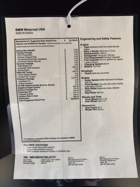 2025 BMW R 1300 TROPHY GS Adventure - RACING BLUE METALLIC 