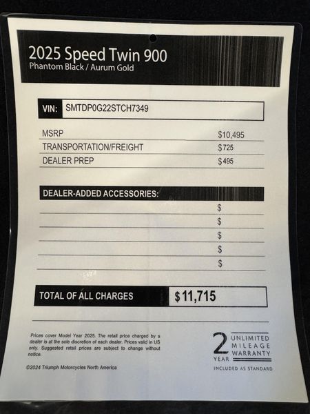 2025 Triumph Speed Twin 900 - PHANTOM BLACK 