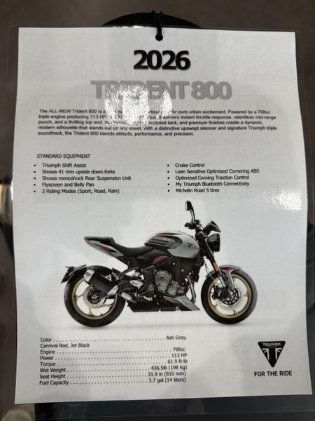 New 2026 Triumph Trident 800 