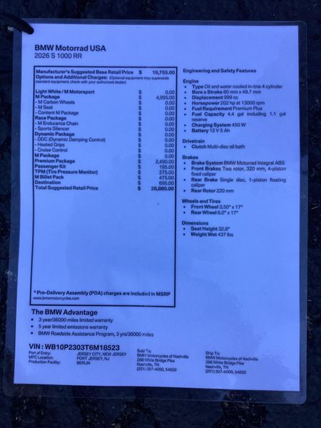 New 2026 BMW S 1000 RR 