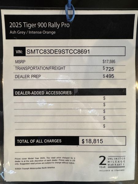 2025 Triumph Tiger 900 Rally Pro - ASH GREY - INTENSE ORANGE 