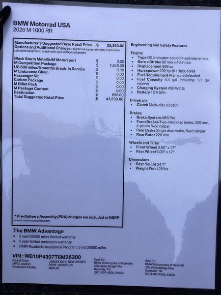 New 2026 BMW M 1000 RR 