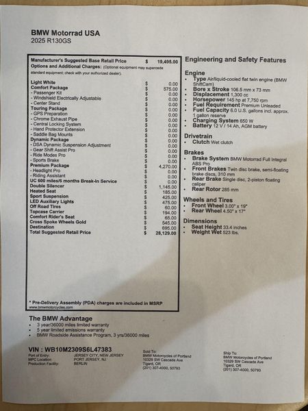 2025 BMW R 1300 GS - LIGHT WHITE 