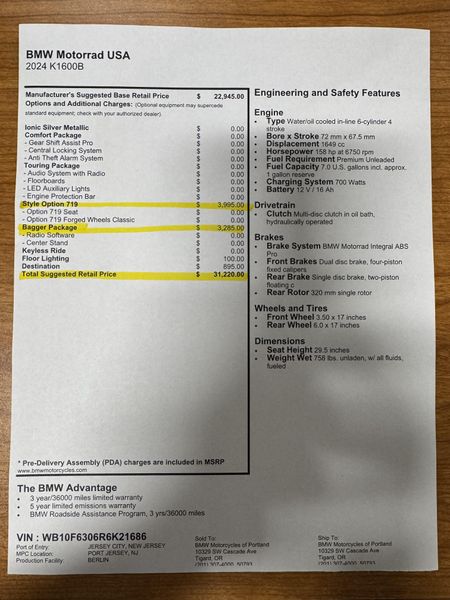 2024 BMW K 1600 B - OPTION 719 PKG 