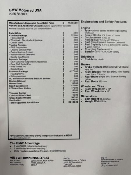 2025 BMW R 1300 GS - LIGHT WHITE 