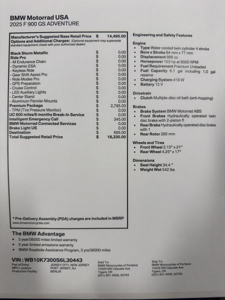 2025 BMW F 900 GS Adventure - BLACK STORM METALLIC