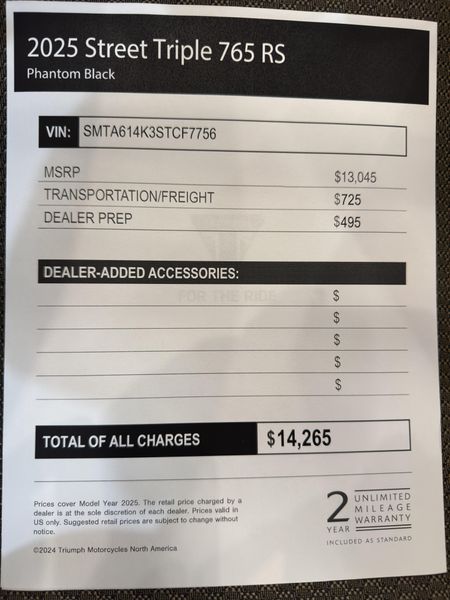 2025 Triumph Street Triple 765 RS - PHANTOM BLACK 