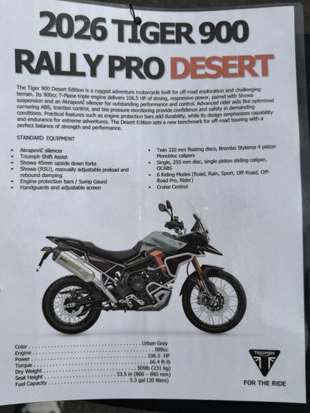 2026 Triumph Tiger 900 Desert Edition