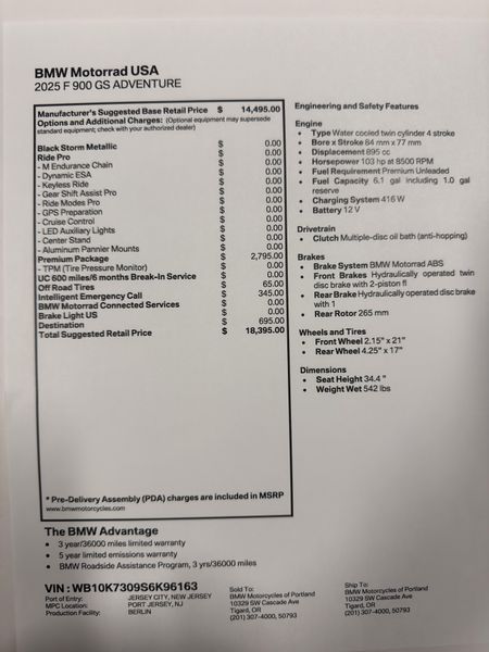 2025 BMW F 900 GS Adventure - BLACK STORM METALLIC 