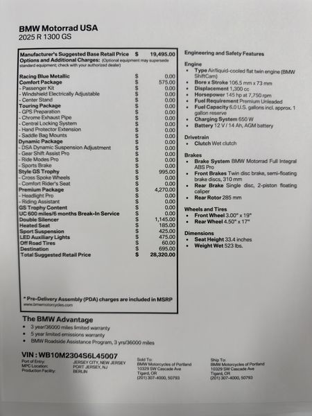 2025 BMW R 1300 GS - TROPHY - RACING BLUE METALLIC 