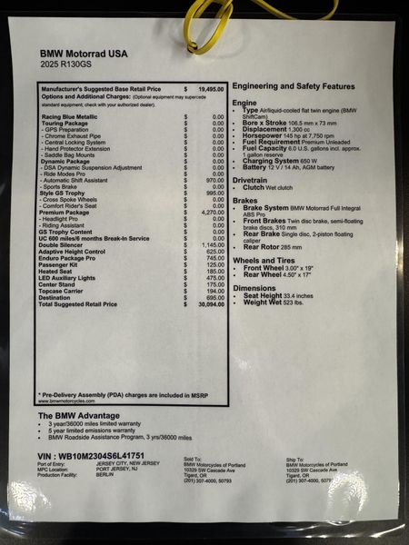 2025 BMW R 1300 GS - TROPHY - AUTOMATIC SHIFT ASSISTANT - RACING BLUE METALLIC 