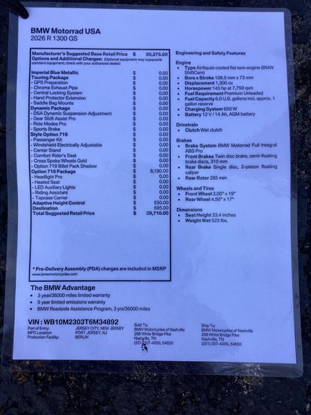 New 2026 BMW R 1300 GS 