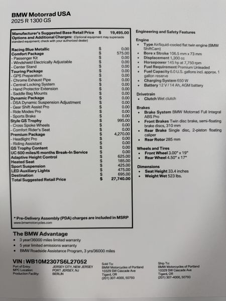 2025 BMW R 1300 GS - TROPHY - RACING BLUE METALLIC 