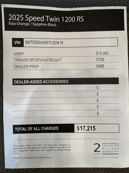 2025 Triumph Speed Twin RS 1200 - BAJA ORANGE - SAPPHIRE BLACK 