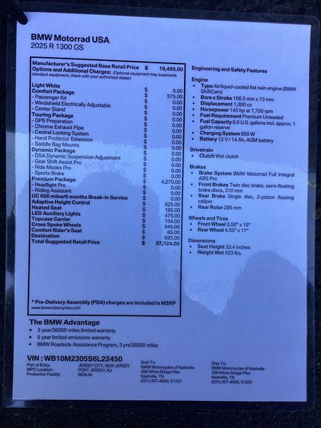 New 2025 BMW R 1300 GS 