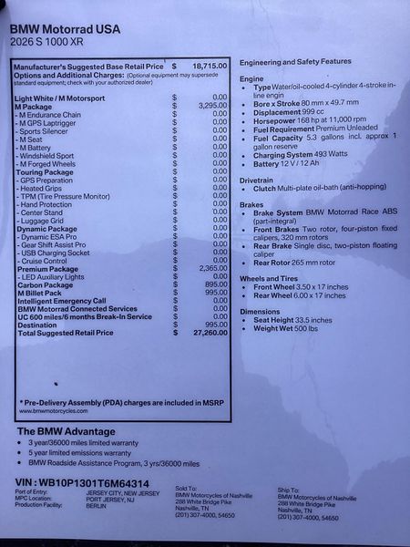New 2026 BMW S 1000 XR 