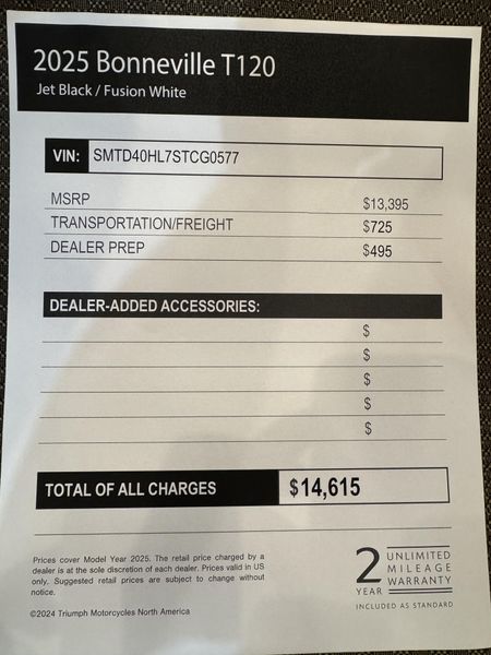2025 Triumph Bonneville T120 - JET BLACK - FUSION WHITE 