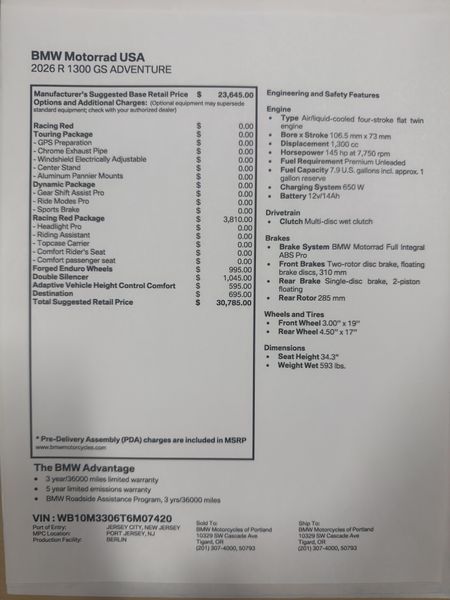 2026 BMW R 1300 GS Adventure - RACING RED 
