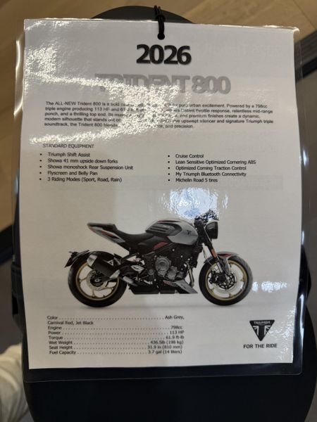 New 2026 Triumph Trident 800 