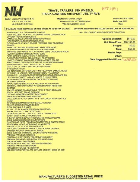 New 2025 NORTHWOOD MFG ARCTIC FOX NXT 26MK Image 25