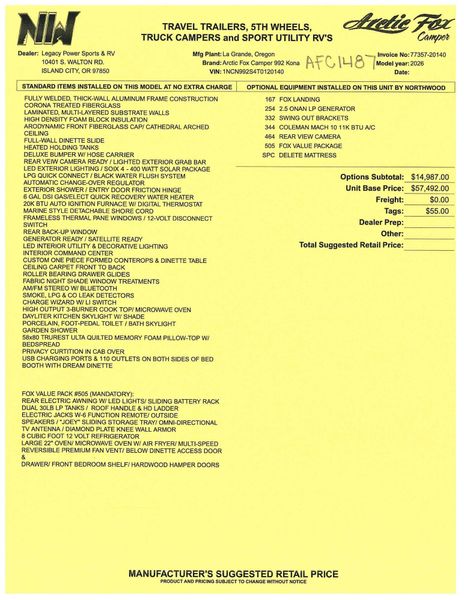 New 2026 ARCTIC FOX 992 Image 18