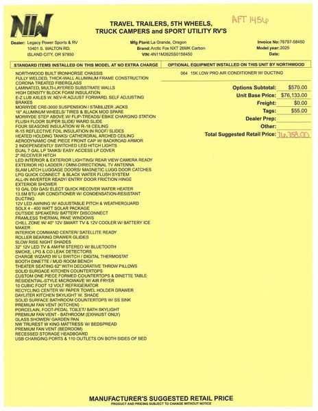 New 2025 NORTHWOOD MFG Arctic Fox NXT 26MKImage 25