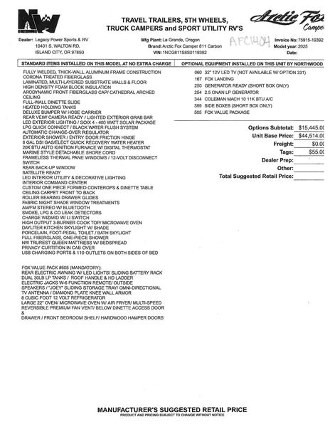 New 2025 ARCTIC FOX 811 W/Gen Image 22