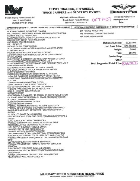 New 2025 DESERT FOX 27FS Image 35