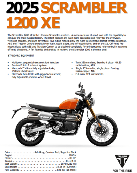 2025 Triumph SCRAMBLER 1200 XE