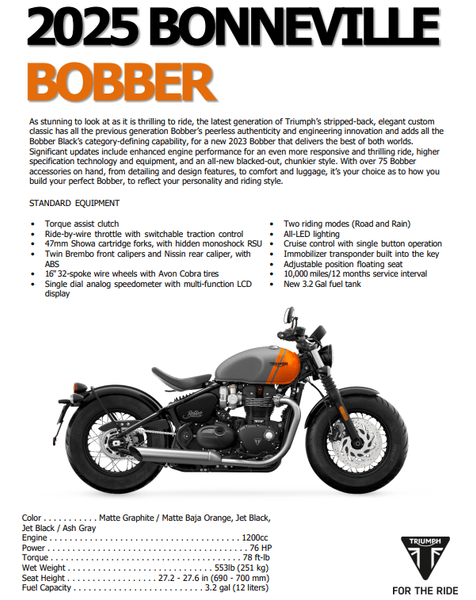 2025 Triumph BONNEVILLE BOBBER