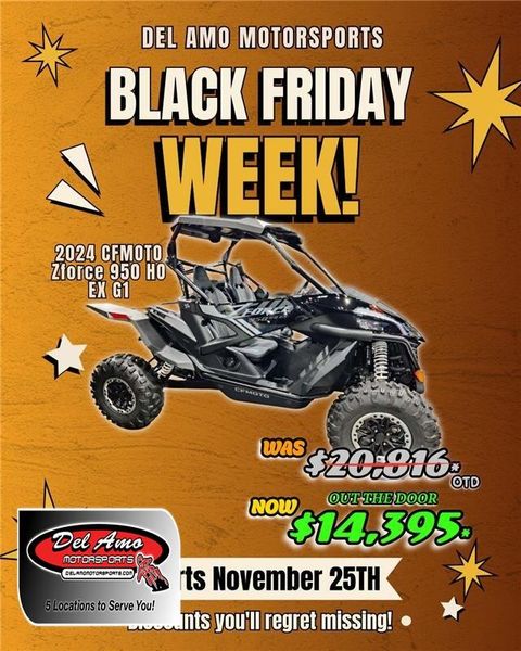 New 2024 CFMOTO ZFORCE 950 HO EX G1  in a DESERT TAN exterior color. Del Amo Motorsports of Redondo Beach (424) 390-7811 delamomotorsports.com 