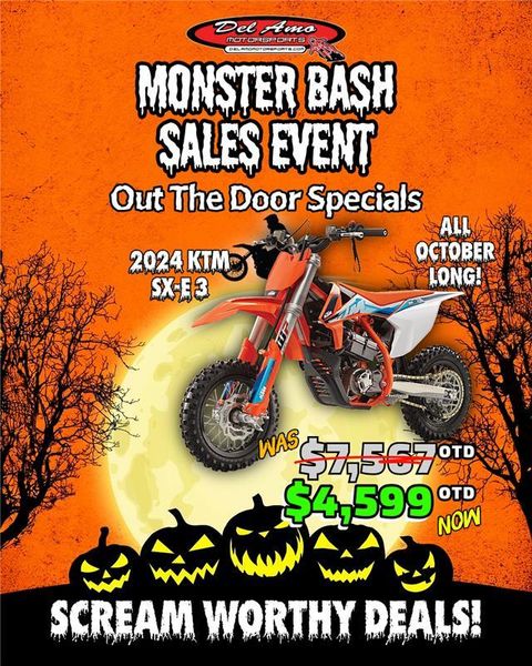 2024 KTM SX-E 3  in a ORANGE exterior color. Del Amo Motorsports of Redondo Beach (424) 304-1660 delamomotorsports.com 