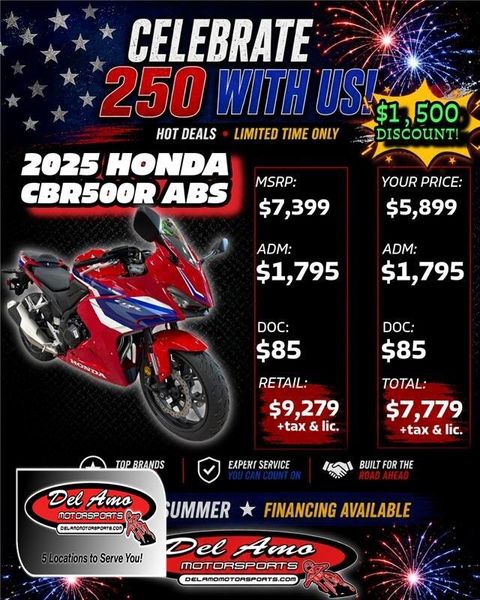 New 2025 Honda CBR500R ABS 