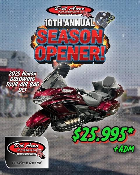 2025 Honda GOLDWING TOUR AIR BAG DCT  in a BORDEAUX RED METALLIC exterior color. Del Amo Motorsports of Redondo Beach (424) 390-7811 delamomotorsports.com 
