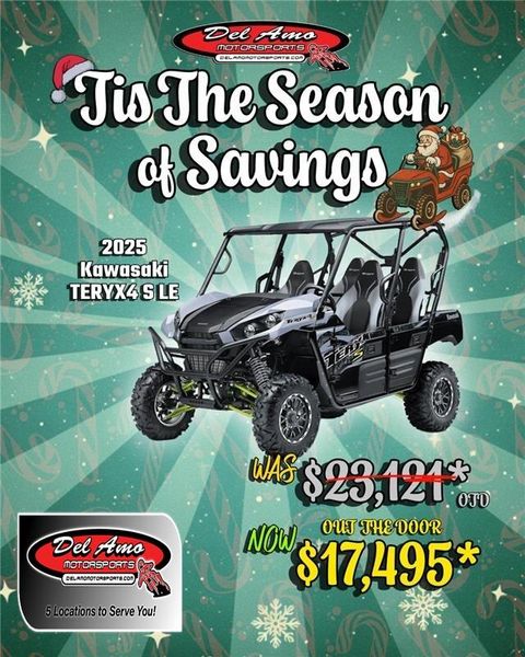 New 2025 Kawasaki TERYX4 S LE  in a ICE GRAY/SUPER BLACK exterior color. Del Amo Motorsports of Redondo Beach (424) 390-7811 delamomotorsports.com 