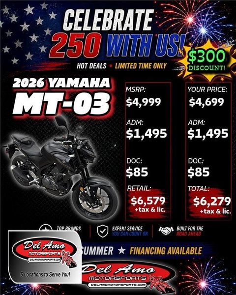 New 2026 Yamaha MT-03 Image 1