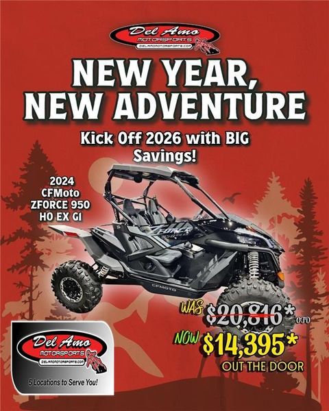 New 2024 CFMOTO ZFORCE 950 HO EX G1  in a DESERT TAN exterior color. Del Amo Motorsports of Redondo Beach (424) 390-7811 delamomotorsports.com 
