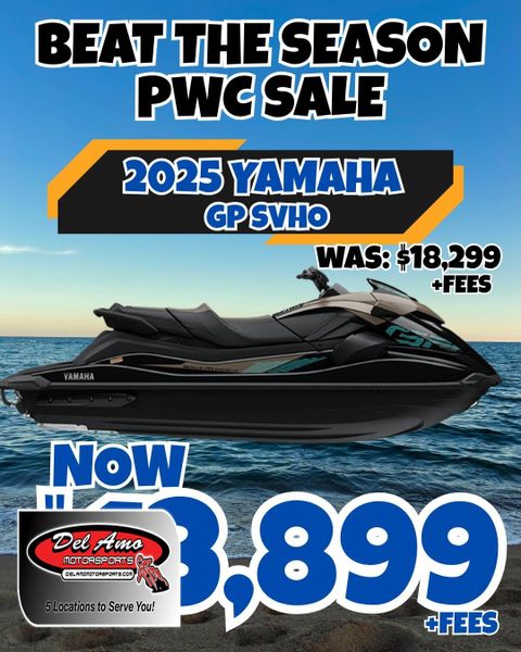 2025 Yamaha GP SVHO W&sol;AUDIO  in a BLACK exterior color. Del Amo Motorsports of Redondo Beach (424) 390-7811 delamomotorsports.com 
