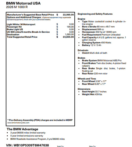 2026 BMW M 1000 RImage 4