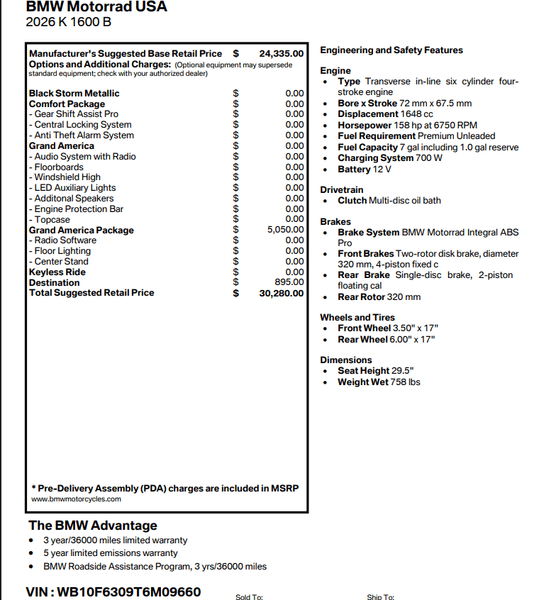 2026 BMW K 1600 B GRAND AMERICAImage 2