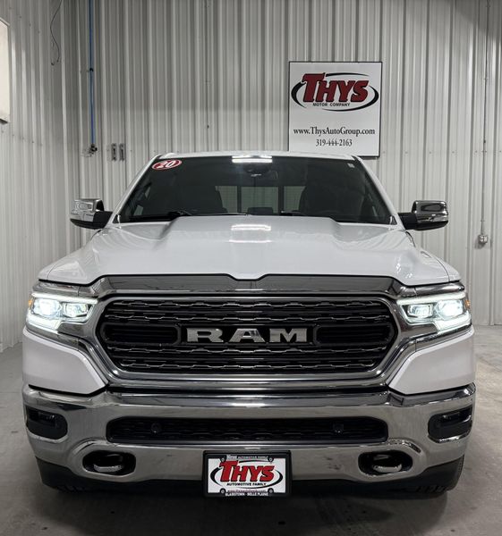 Used 2020 RAM 1500 Limited in a Ivory White Tri Coat Pearl Coat exterior color and Blackinterior. Thys Motor Company 319-318-6640 thysmotorco.com 