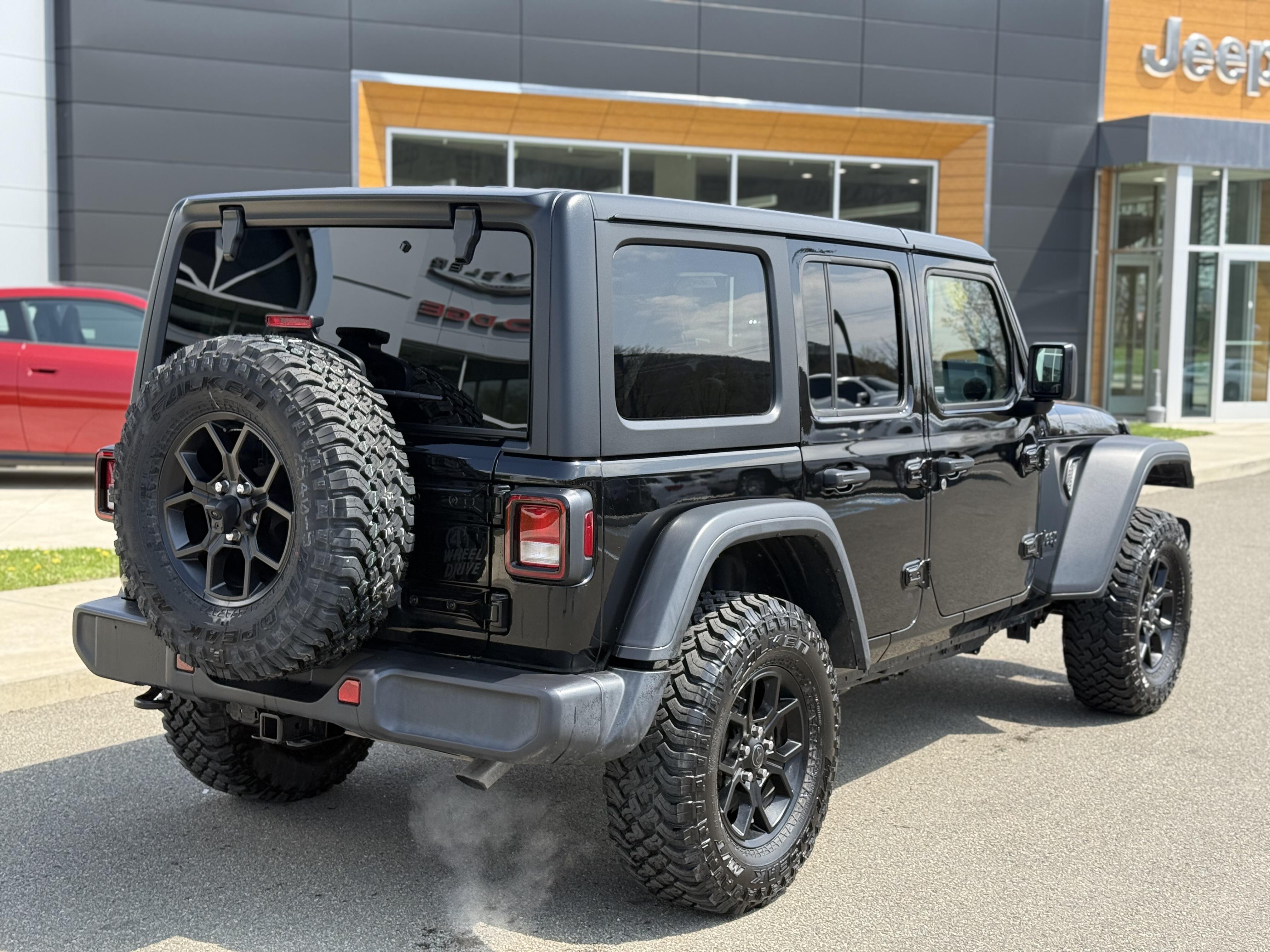 Used 2024 Jeep Wrangler 4-Door Willys with VIN 1C4PJXDN2RW355546 for sale in Elmira, NY