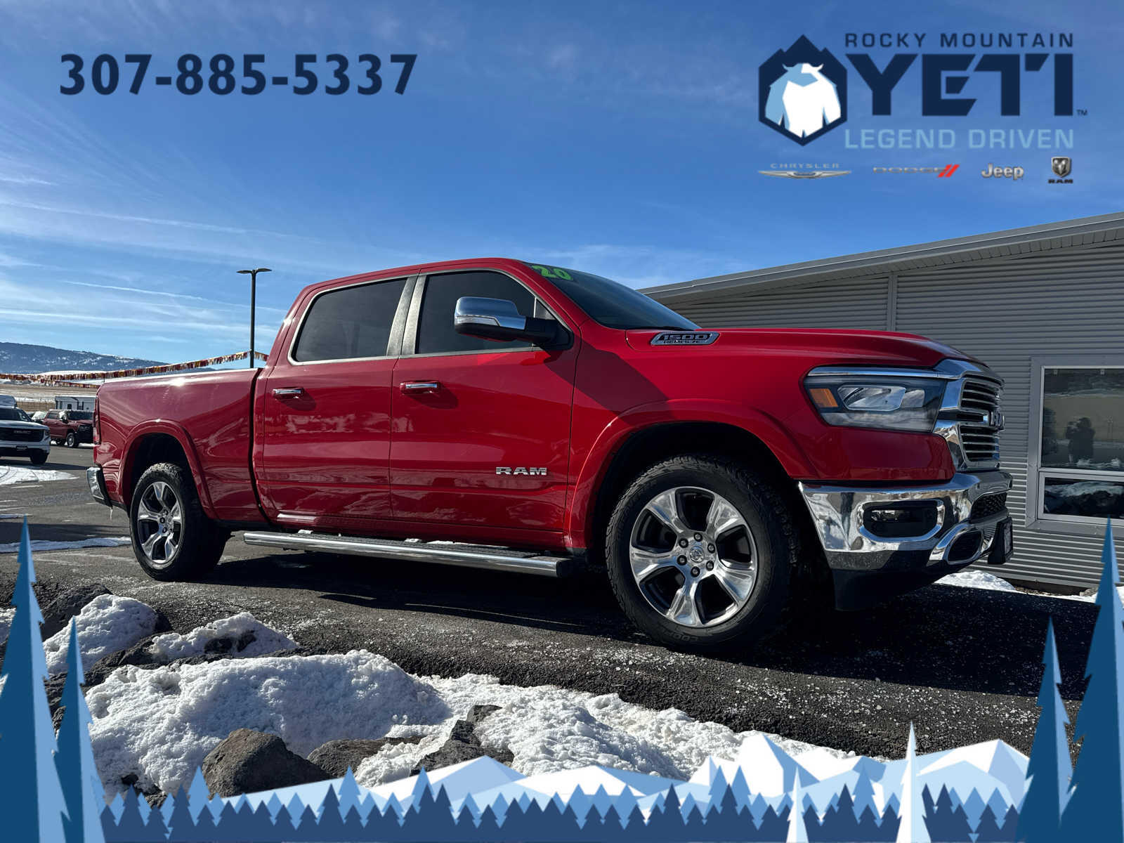 Used 2020 RAM Ram 1500 Pickup Laramie with VIN 1C6SRFRT6LN251893 for sale in Jackson, WY