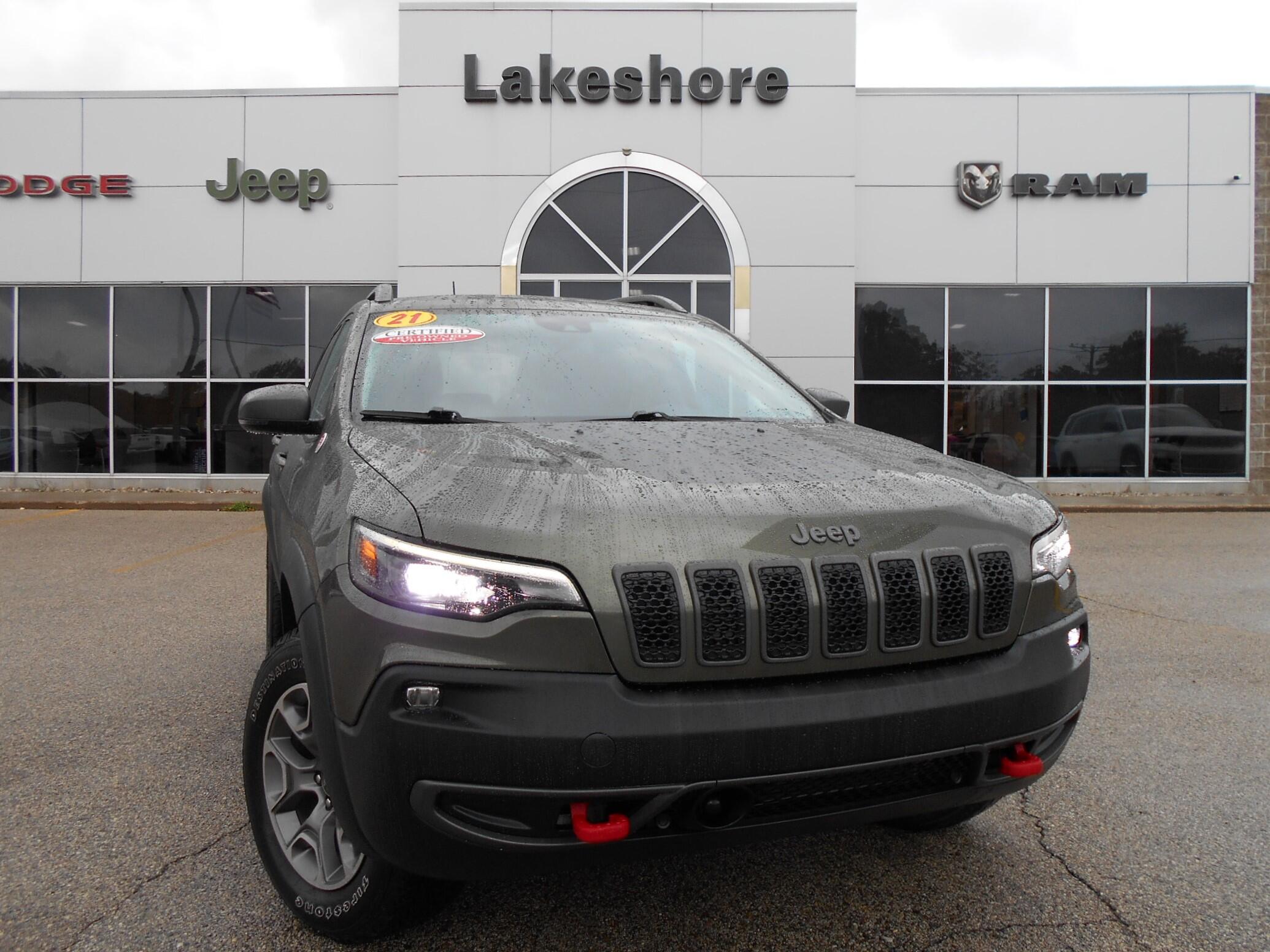 Certified 2021 Jeep Cherokee Trailhawk with VIN 1C4PJMBX1MD129151 for sale in Montague, MI