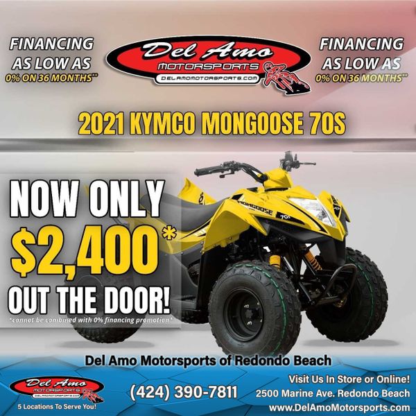 2021 KYMCO MONGOOSE 70S  in a YELLOW exterior color. Del Amo Motorsports of Redondo Beach (424) 304-1660 delamomotorsports.com 