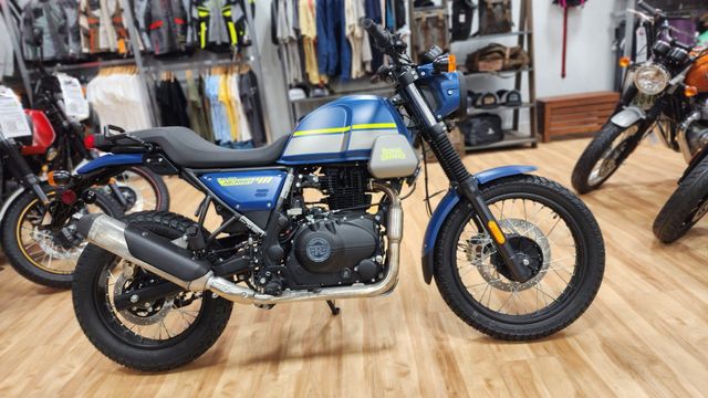 2023 Royal Enfield SCRAM 411  in a SKY LINE BLUE exterior color. Royal Enfield Motorcycles of Miami (786) 845-0052 remotorcyclesofmiami.com 