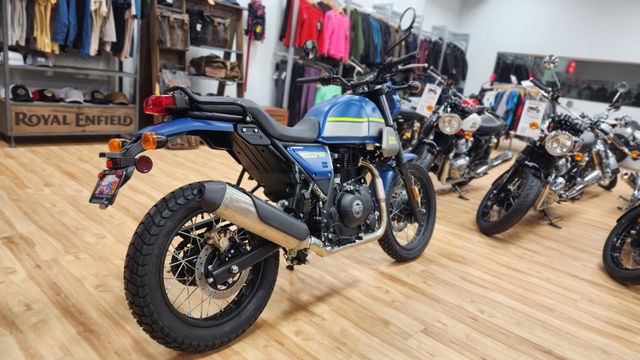 2023 Royal Enfield SCRAM 411  in a SKY LINE BLUE exterior color. Royal Enfield Motorcycles of Miami (786) 845-0052 remotorcyclesofmiami.com 