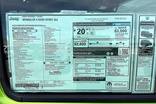 2025 Jeep Wrangler 4-door SportImage 16